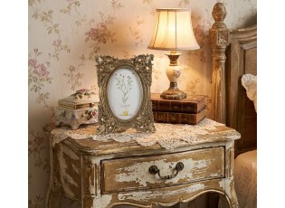 Zlatý antik fotorámeček s květy Romantique - 16*3*21 cm / 10*15 cm