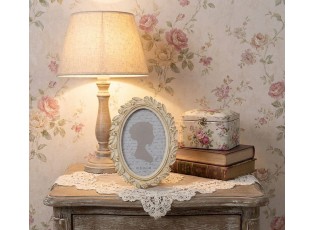 Béžový fotorámeček s květy a zlatou patinou - 15*2*20 cm / 10*15 cm