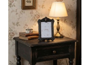 Černý fotorámaček zdobený srdcem - 15*3*22 cm / 10*15 cm