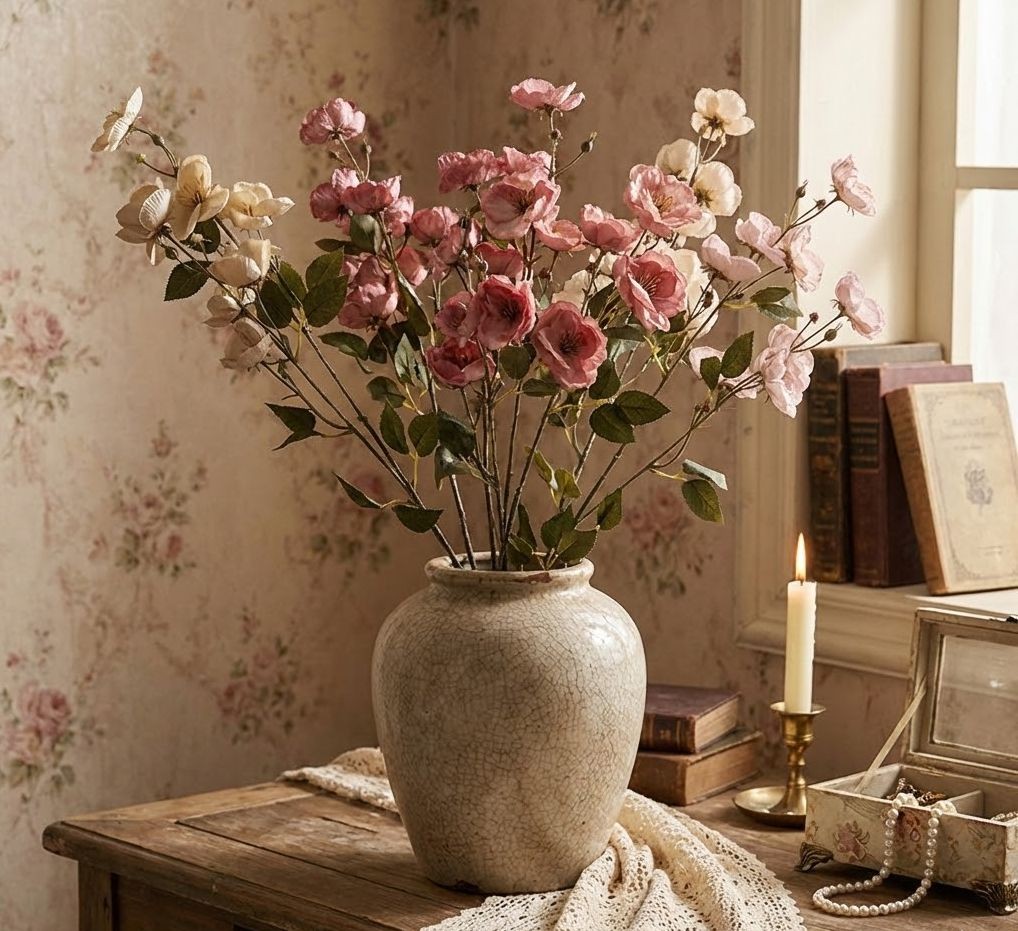 Umělá dekorační květina růže s růžovými květy - 10*14*80 cm Clayre & Eef Umělá dekorační květina růže s růžovými květy - 10*14*80 cm Clayre & Eef