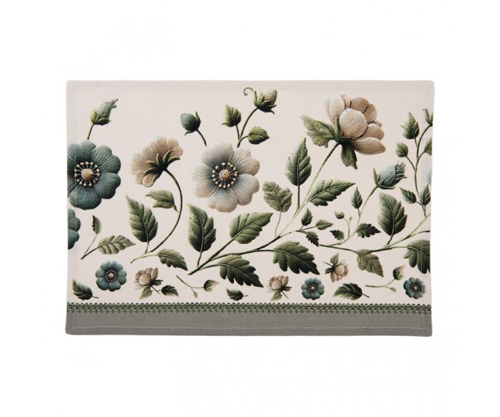 6ks béžové bavlněné prostírání s květy Gently Blooming - 48*35 cm Clayre & Eef