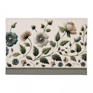 6ks béžové bavlněné prostírání s květy Gently Blooming - 48*35 cm