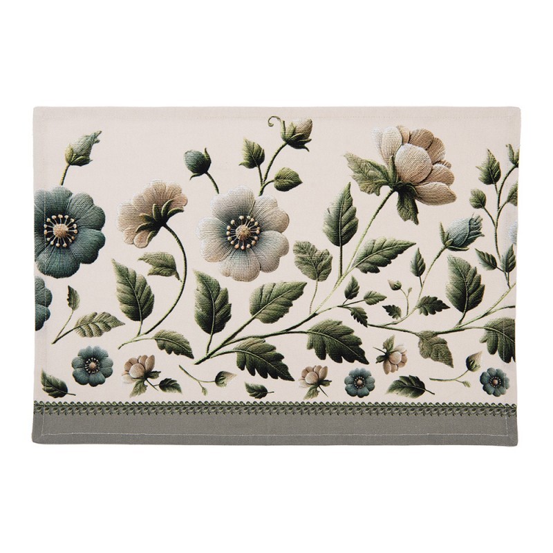 6ks béžové bavlněné prostírání s květy Gently Blooming - 48*35 cm