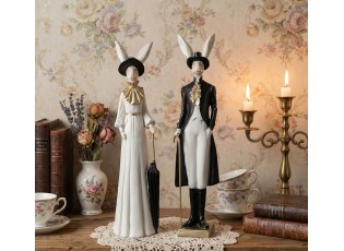 Dekorace zaječí elegán s hůlkou ve fraku a klobouku - 9*7*40 cm