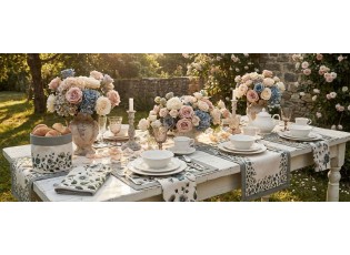 Béžový bavlněný košík na pečivo s květy Gently Blooming - 35*35*8 cm