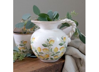 Béžový antik keramický džbán s citróny Limone Blossom - 20,5*18,5 cm