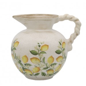Béžový antik keramický džbán s citróny Limone Blossom - 20,5*18,5 cm