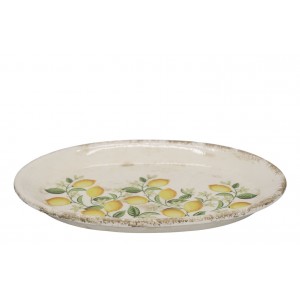 Béžový antik keramický podnos s citróny Limone Blossom - 25*18*2 cm