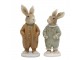Set 2ks béžová antik dekorace králíčci v pyžámku - 10*8*20 cm Chic Antique