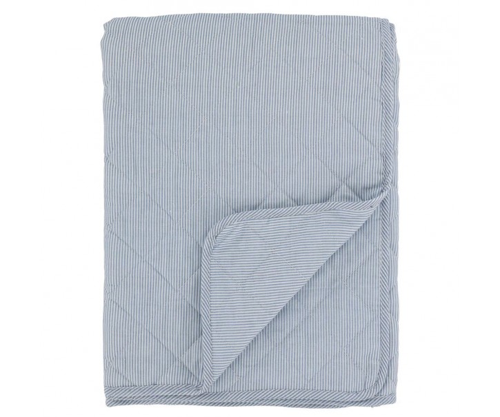 Bílo-modrý pruhovaný bavlněný přehoz Aix Quilt - 130*180 cm Chic Antique