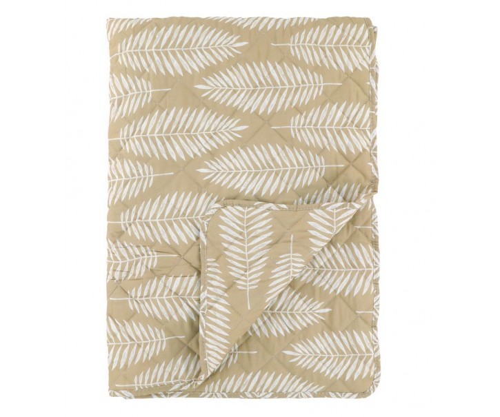 Béžový prošívaný bavlněný přehoz s tropickými listy Aix Quilt - 130*180 cm Chic Antique