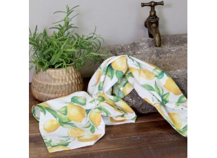 Bílý bavlněný ubrus s citróny Aix Lemone - 140*240 cm