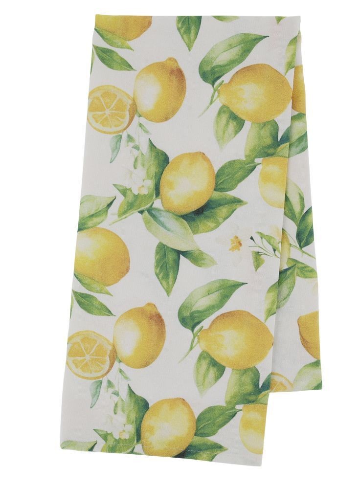 Bílý bavlněný ubrus s citróny Aix Lemone - 140*240 cm