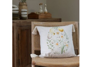 Béžový bavlněný povlak na polštář s vajíčky a střapci Aix - 50*50 cm