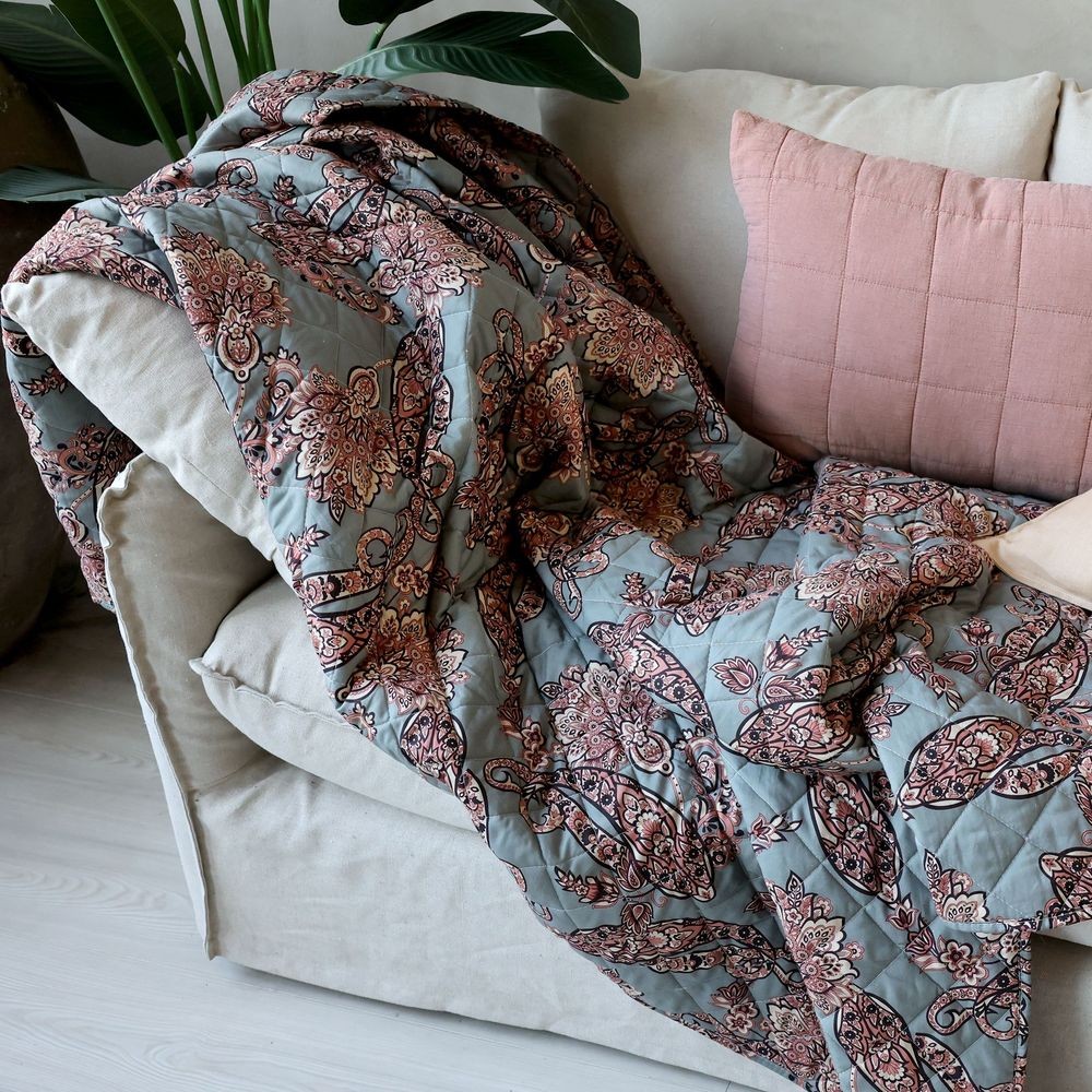 Opálový bavlněný přehoz Paisley vzor Aix Quilt - 130*180 cm