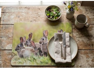 4ks pevné korkové prostírání králičí rodina v trávě - 30*40*0,4cm