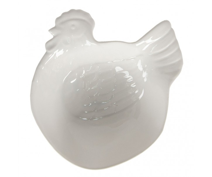 Bílá keramická miska v designu slepice Campagne - 23*26*7 cm Clayre & Eef