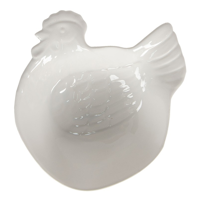 Levně Bílá keramická mísa v designu slepice Campagne - 23*26*7 cm 6CE1095