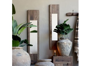 Antik nástěnné zrcadlo z recyklovaného dřeva Grimaud XL - 30*3*147 cm