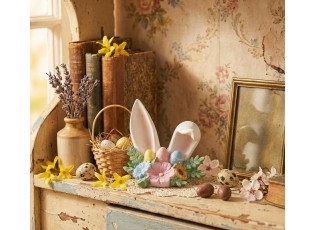 Velikonoční dekorace králičí uši s květy a vajíčky - 12*9*11 cm
