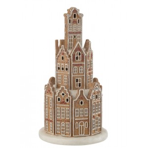 Hnědá svítící perníková věž z chaloupek GingerBread Led - Ø 20*37 cm