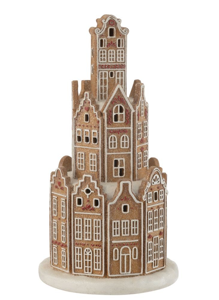 Hnědá svítící perníková věž z chaloupek GingerBread Led - Ø 20*37 cm