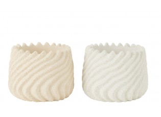 Bílý a krémový cementový obal na květináč Maris - Ø 17*13,5 cm