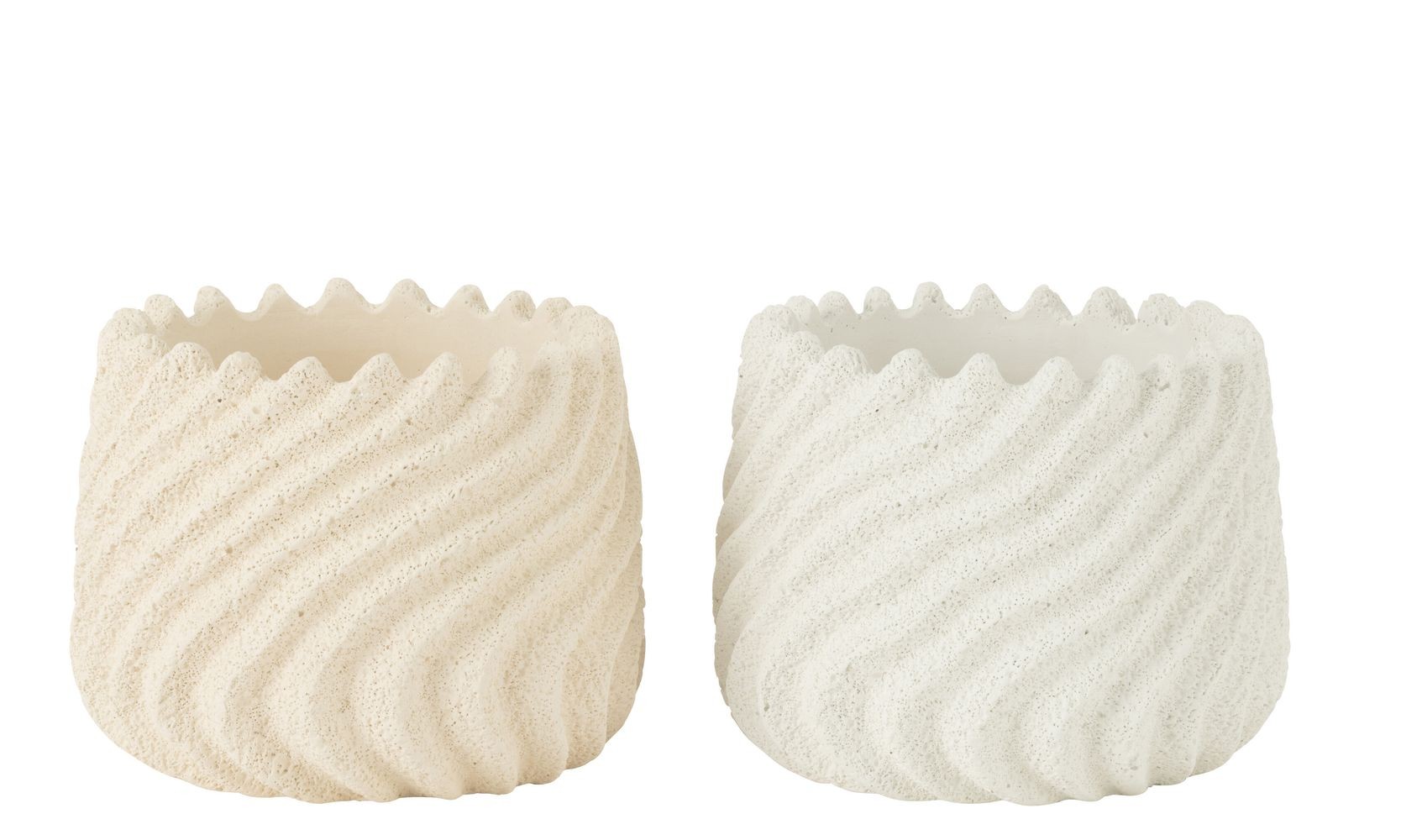 Bílý a krémový cementový obal na květináč Maris - Ø 17*13,5 cm
