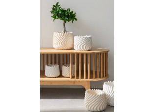 Bílý a krémový cementový obal na květináč Maris - Ø 17*13,5 cm