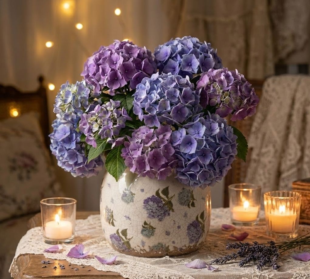 Béžový keramický obal na květináč s květy šeříku Lilla S - Ø 12*10 cm