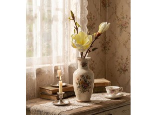 Dekorace umělá větvička Magnólie se žlutými květy - 17*11*70 cm