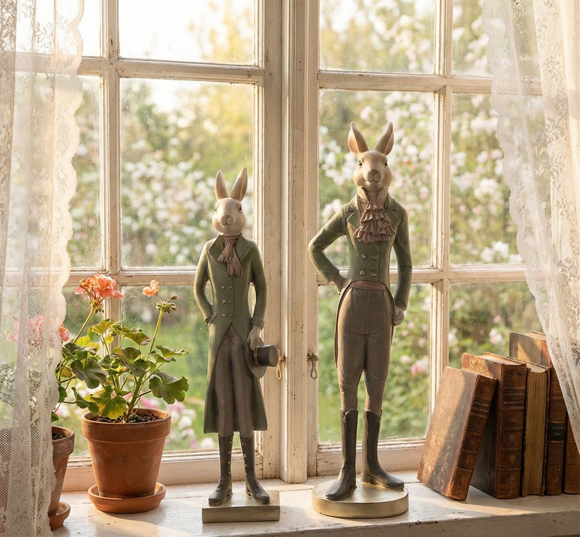 Dekorace králík elegán v zeleném fraku s kloboukem - 9*7*36 cm Clayre & Eef Dekorace králík elegán v zeleném fraku s kloboukem - 9*7*36 cm Clayre & Eef