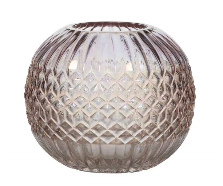 Růžová skleněná perleťová váza Amine - Ø15*11 cm Mars & More 