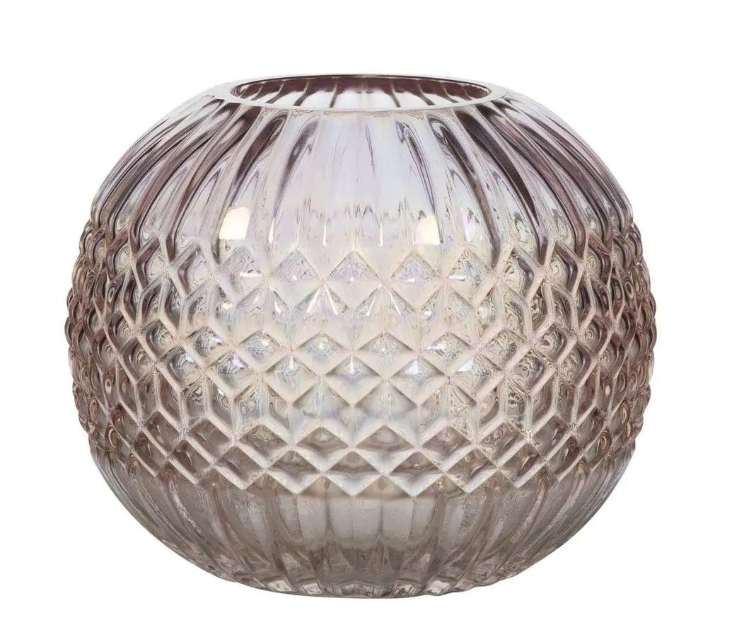 Růžová skleněná perleťová váza Amine - Ø15*11 cm