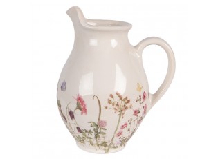 Béžový keramický džbán s lučními květy Flowers of Love S - 16*12*19 cm