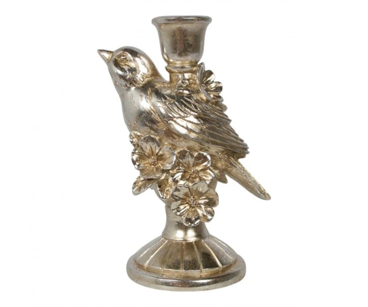 Stříbrný antik svícen s ptáčkem Birdinia silver - 14*10*20 cm Mars & More 