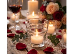 Transparentní skleněný svícen na čajovou svíčku - Ø 7*7 cm