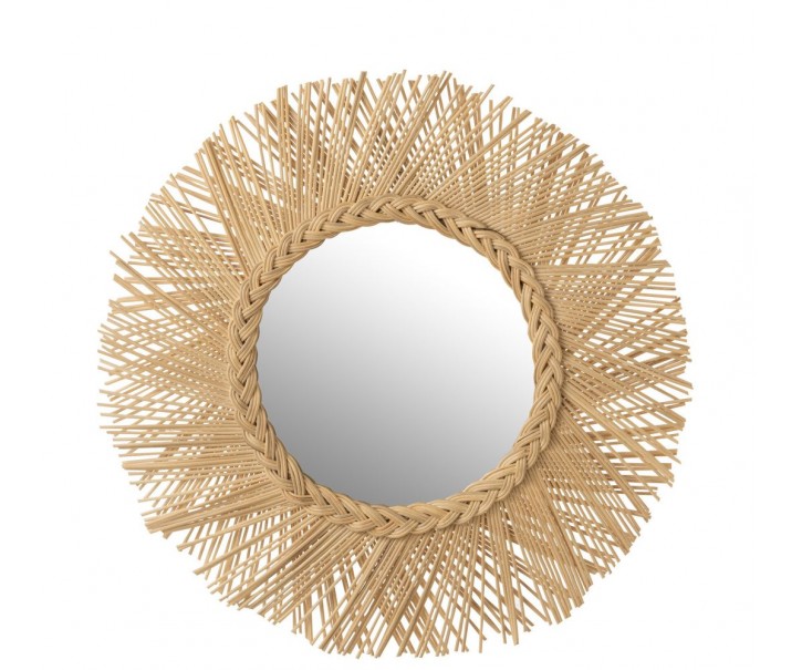 Nástěnné kulaté zrcadlo lemované trávou Daan grass - Ø 60*5cm J-Line by Jolipa