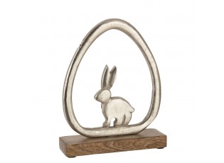Stříbrná antik dekorace králík na podstavci - 19*4*24 cm