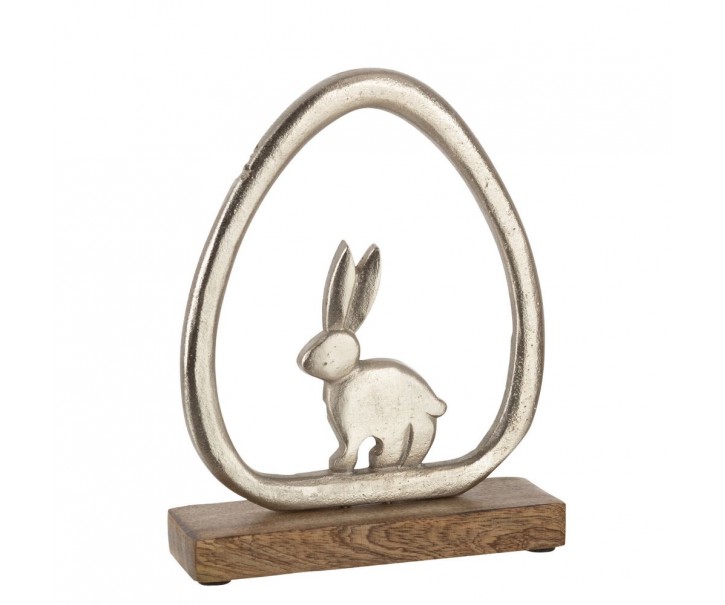 Stříbrná antik dekorace králík na podstavci - 19*4*24 cm J-Line by Jolipa