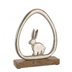 Stříbrná antik dekorace králík na podstavci - 19*4*24 cm