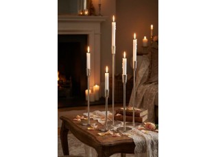 Stříbrný raw vysoký svícen na úzkou svíčku Norry silver - Ø 15*61cm