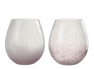 2ks fialkový skleněný veliký svícen Hurricane Kraquel - Ø 18*20 cm