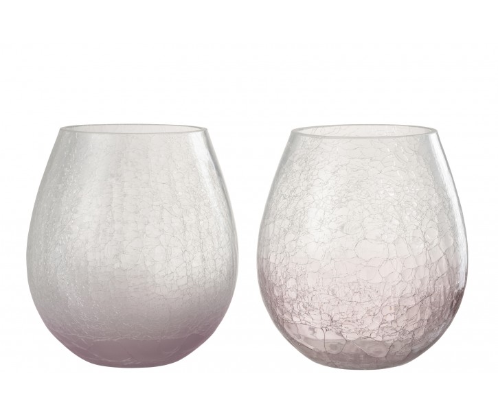 2ks fialkový skleněný veliký svícen Hurricane Kraquel - Ø 18*20 cm J-Line by Jolipa