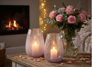 2ks fialkový skleněný veliký svícen Hurricane Kraquel - Ø 17*27 cm