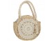 Plážová kulatá taška z mořské trávy s krajkou Beach Bag Lace - Ø 40*10cm J-Line by Jolipa