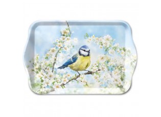 Melaminový tácek se sýkorkou na rozkvetlé větvi Blossom - 13*21 cm