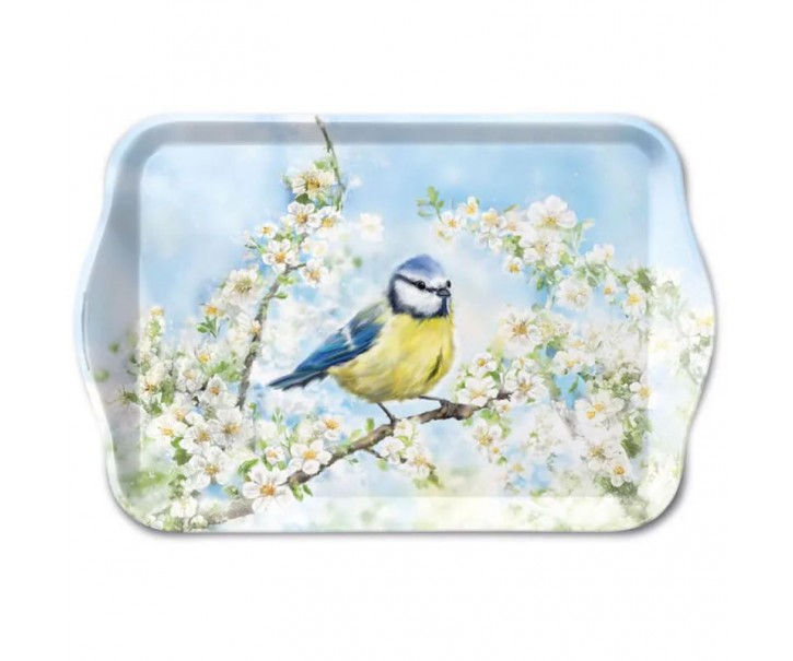 Melaminový tácek se sýkorkou na rozkvetlé větvi Blossom - 13*21 cm Ostatn&iacute;
