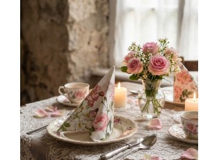 Bílé papírové ubrousky s květy a motýlky Amelia - 33*33 cm (20ks)