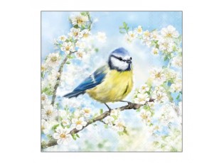 Papírové ubrousky se sýkorkou na rozkvetlé větvi Blossom - 33*33 cm (20ks)